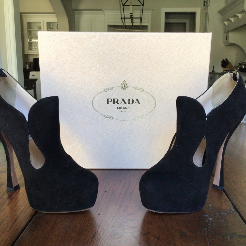 Prada cut out suede booties